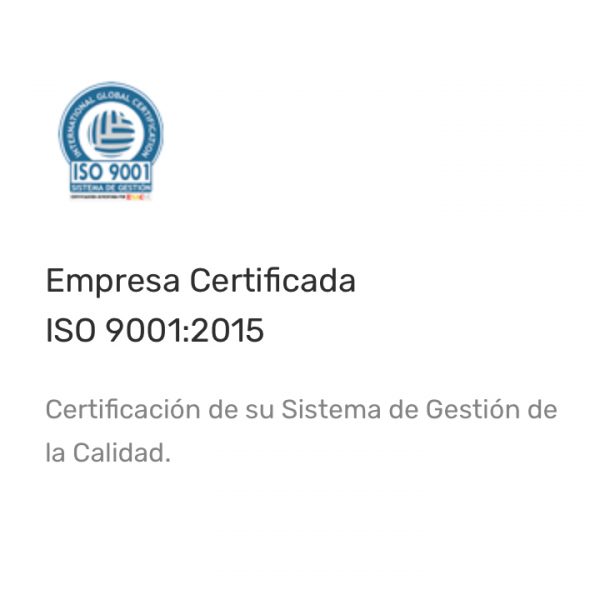 Certificado bajo la norma ISO 9001:2015