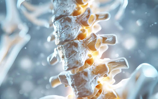 Imagen de los huesos de la columna con osteoporosis