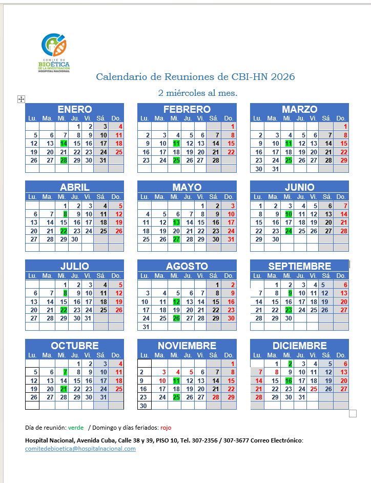 calendario 2025 CBI HN IMG